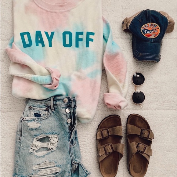 FRIDAY + SATURDAY - DAY OFF TEAL CORDED SWEATSHIRT - Picture 2 of 3